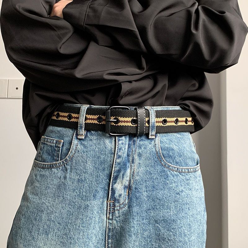 Men's Canvas Belt Korean Style Jeans No-Punch Young Student Fashion Trendy Personality Belt Men's Canvas Belt Korean Style Jeans No-Punch Young Student Fashion Trendy Personality Belt