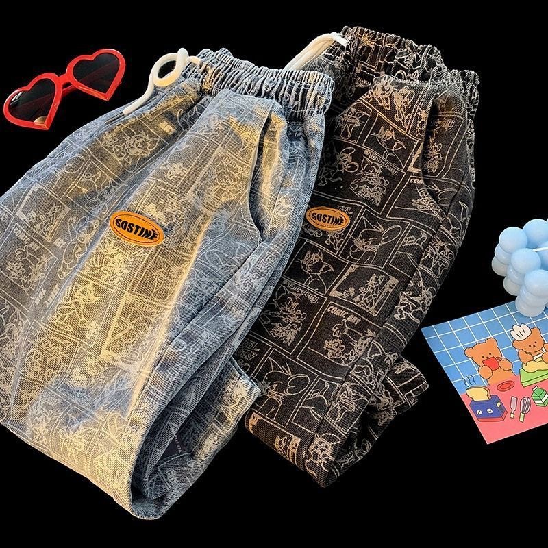 Men's Summer Denim Shorts Trendy Casual High Street Style Thin Loose Fitting Five Point mid Length Pants_viptrois.com