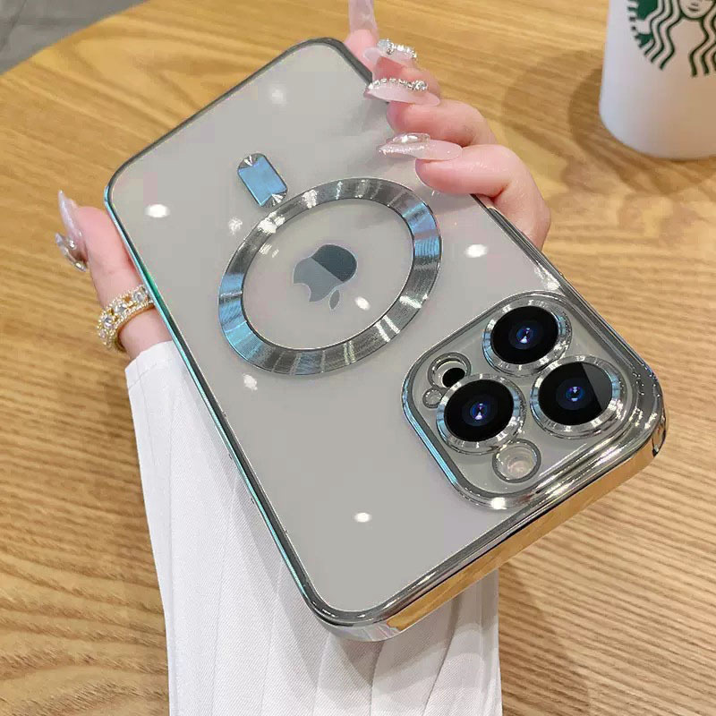 iPhone17Pro携帯電話ケース、磁気電気メッキ透明、レンズフィルム付きApple 16オールインクルーシブ保護カバーに適しています。|undefined