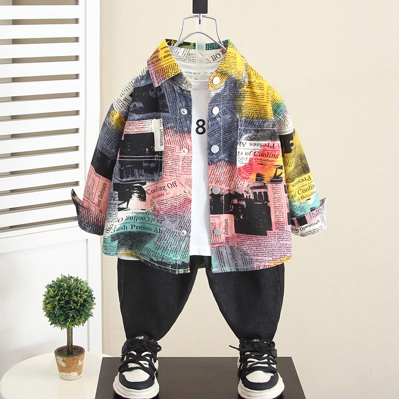 5957 ropa de otoño para niños camisa de calle frita 2024 primavera y otoño nuevo estilo bebé estilo occidental camisa coreana chaqueta de otoño para niños