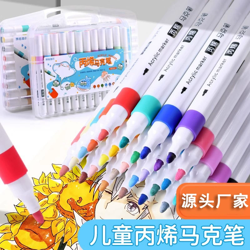 Набор акриловых маркеров для начальной школы, художественные, не размазываются, водостойкие, для детей, 24 цвета, 48 цветов, набор акварельных ручек для граффити.