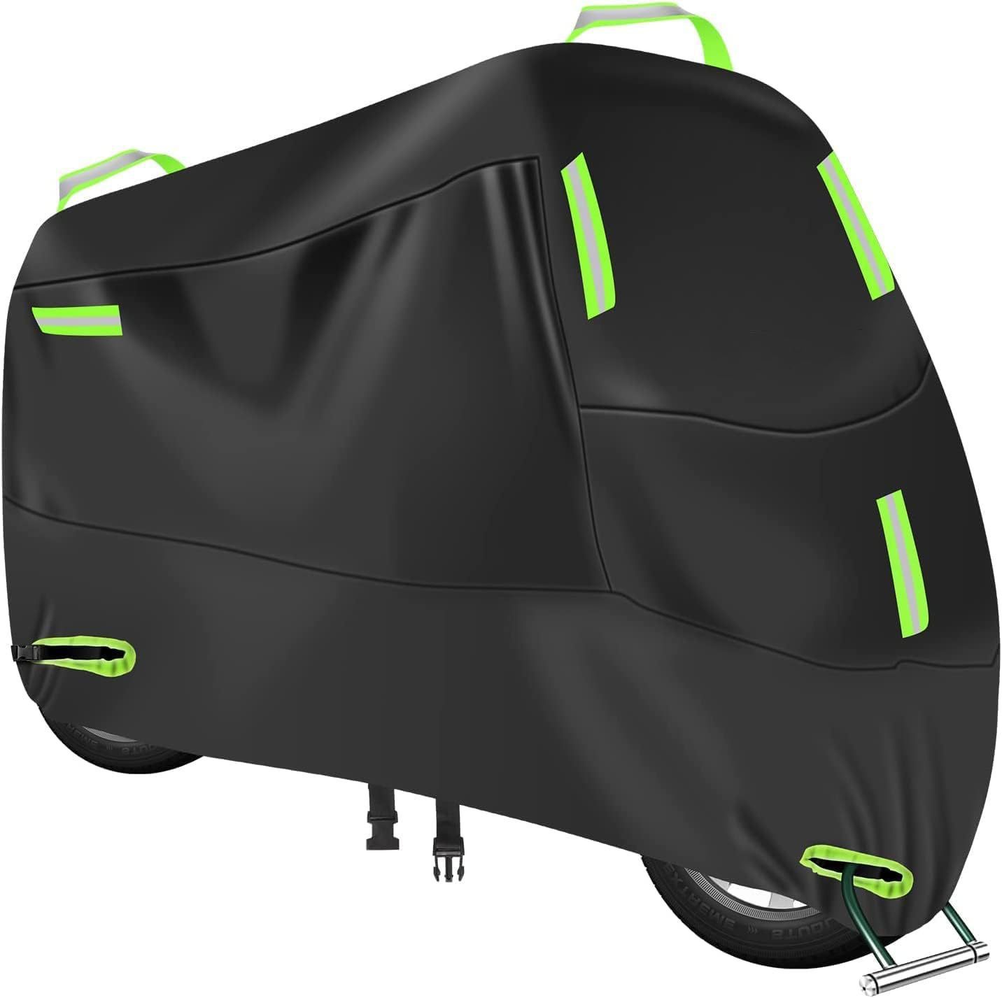 Cross-Border Motorcycle Cover Rainproof and Sunproof 210D Electric Vehicle Clothing Dustproof Cover Motorcycle Clothing with Green Reflective Strip