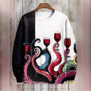 2025 новый европейский и американский повседневный универсальный модный тренд, простой дышащий свитшот с длинными рукавами и круглым вырезом