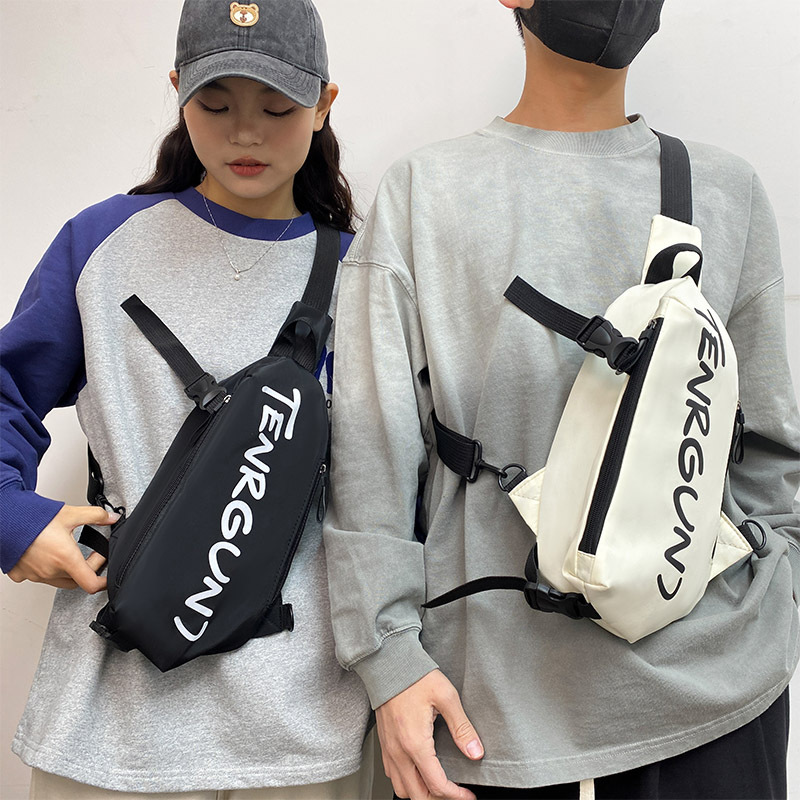 潮牌斜挎包男士ins运动腰包休闲时尚单肩包女学生个性小跨包胸包