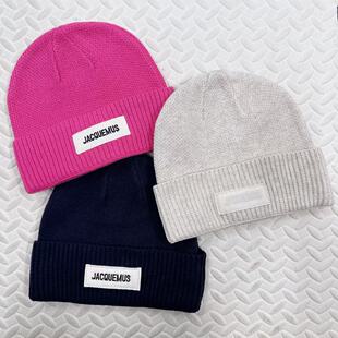 Autumn and Winter New Jacquemus Wool Knitted Hat for Men and Women Outdoor Warm Embroidered Woolen Hat Cold Hat Showing Small Face