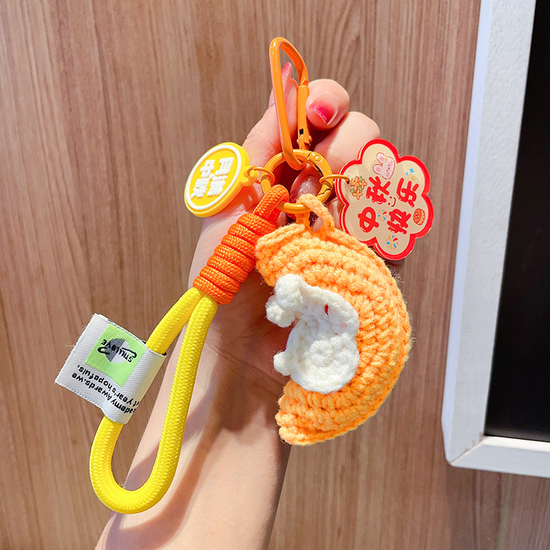 中秋節小さなギフトぬいぐるみかぎ針編みムーンウサギキーホルダーペンダント 2025 新しいかわいいスクールバッグペンダント|undefined