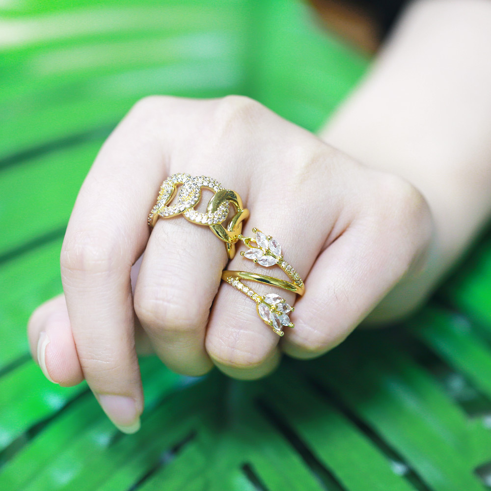 Fashion new retro zircon open copper ring