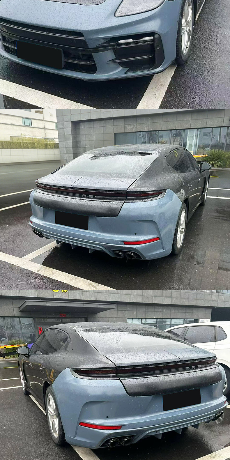 Suitable for Porsche Panamera 970 Upgrade to 976 Large Body Kit, Pp Material Front Bumper and Rear Bumper Large Body Kit