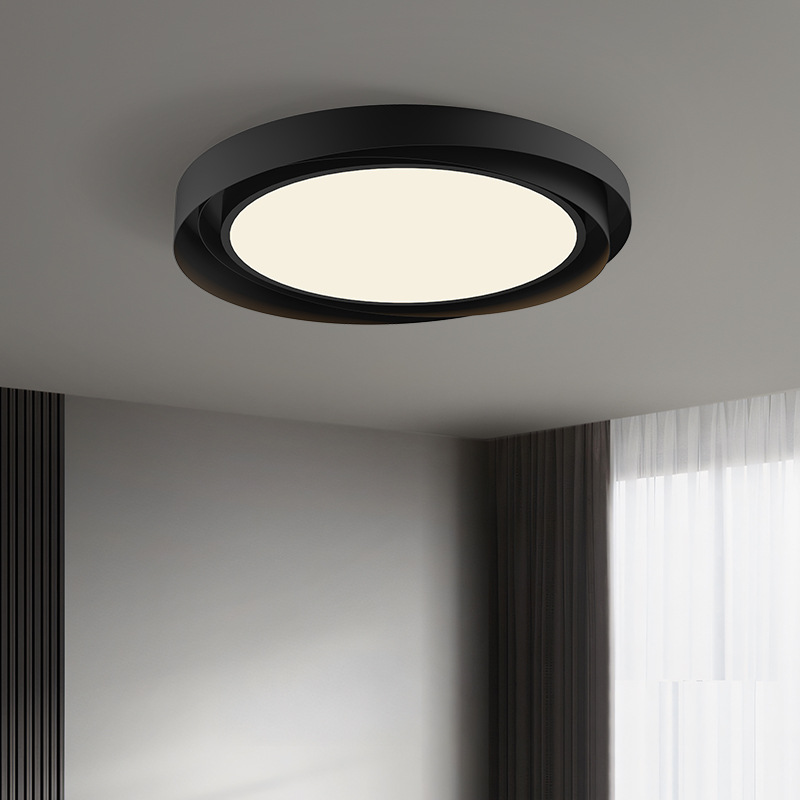 Lámpara de techo minimalista italiano dormitorio habitación infantil LED personalidad minimalista moderna protección ocular negra lámpara de espectro completo