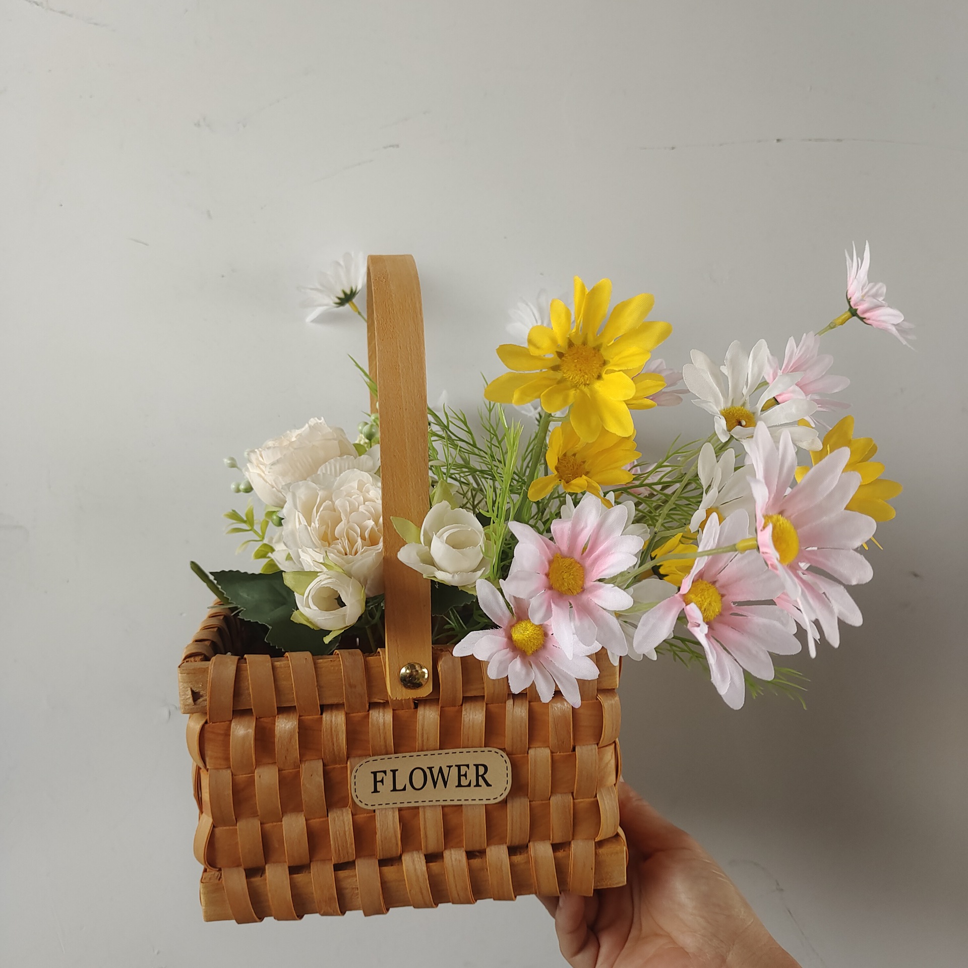 1492g Weight Storage Basket Storage & Cleaning 1 Piece Quantity Home Occasion Wood Material Valentine'S Day Festival Bow Knot Pattern Pastoral Style Pastoral Bow Knot Wood Storage Basket 4