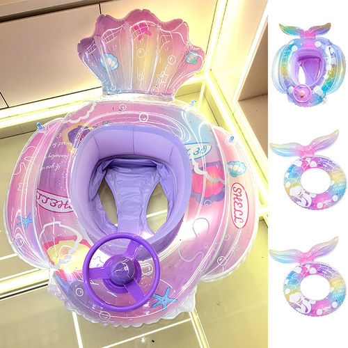 Swimming Ring for Mermaid Tail, Child Steering Wheel Seat Ring, Thick Inflatable Submerged Pocket Ring for Little Girls, Underarm Ring
