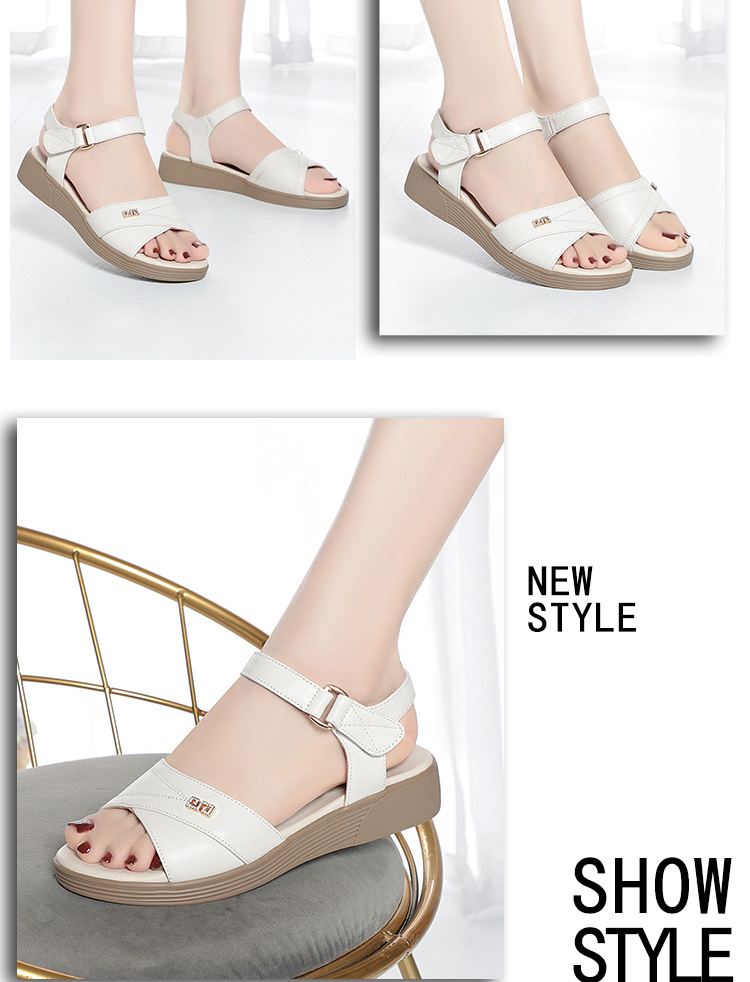 Sandal da nữ đế bệt chống trượt, quai chữ V đơn giản, thoải mái cho người lớn tuổi — Màu đen chi tiết 14