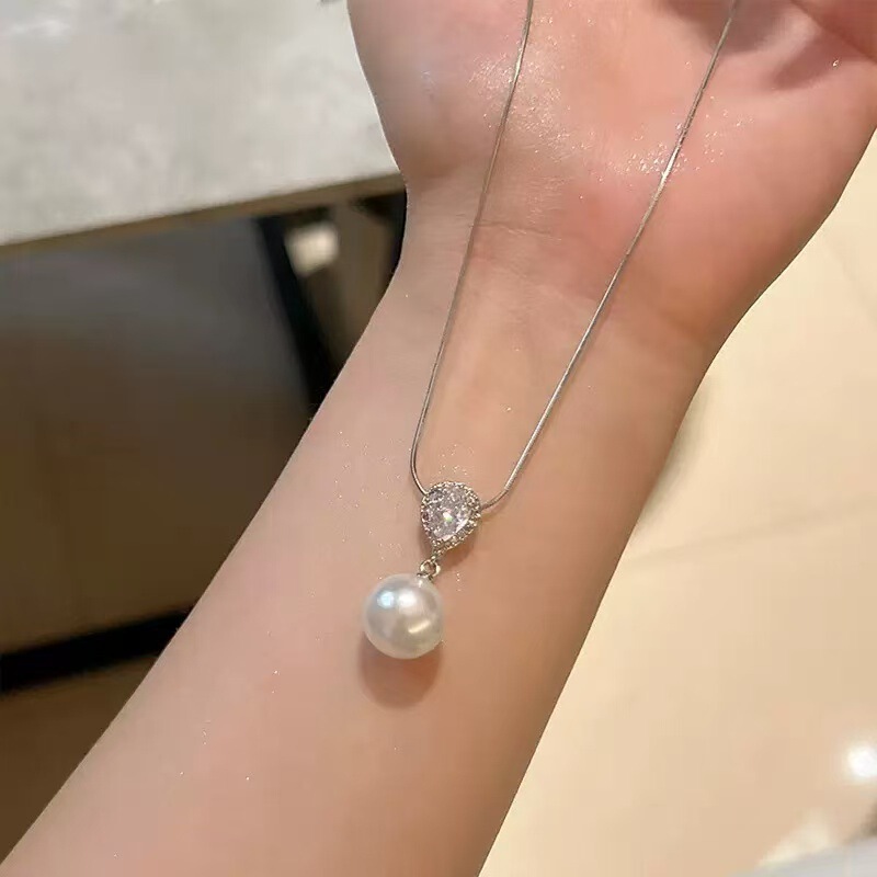 S925 シルバー韓国語バージョンシンプルなコールドスタイルネックレス女性のニッチ絶妙なペンダントビーズデイリーファッション多用途鎖骨チェーン|undefined