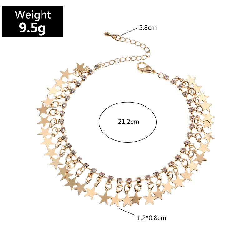 Fashion Five-pointed Star Diamond Anklet Wholesale display picture 2