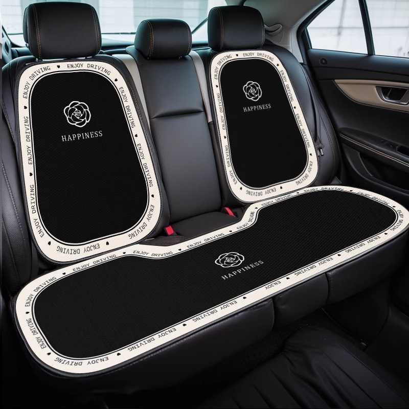 オールシーズン対応のカーシートクッション、小さな香りの車の千鳥格子シートカバー、夏用アイスシルク通気性ハーフパックシートカーマット|undefined