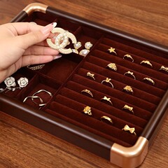 耳钉耳环首饰展示盘组合托盘轻奢绒布吊坠饰品桌面收纳首饰盘子代