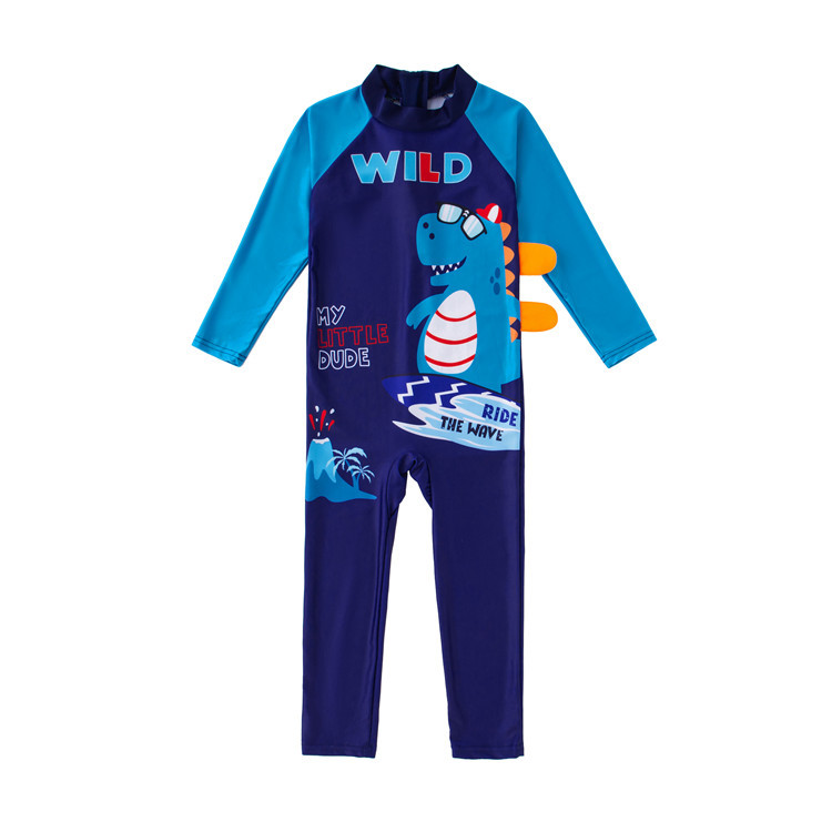 Traje de baño de dibujos animados para niños y niñas traje de baño de manga larga traje de playa traje de surf de una pieza para niños medianos y pequeños Protección solar