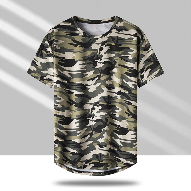 Europa tamaño transfronterizo verano delgado seda de hielo elástico ropa de trabajo de manga corta hombre rápido secado camiseta transpirable ropa de camuflaje ropa de trabajo image 8