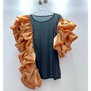 Vintage Ruffled Discreet Shirt Solid Color Long-Sleeve Versatile New Chiffon Shirt Elegant Black Coffee Color White Black