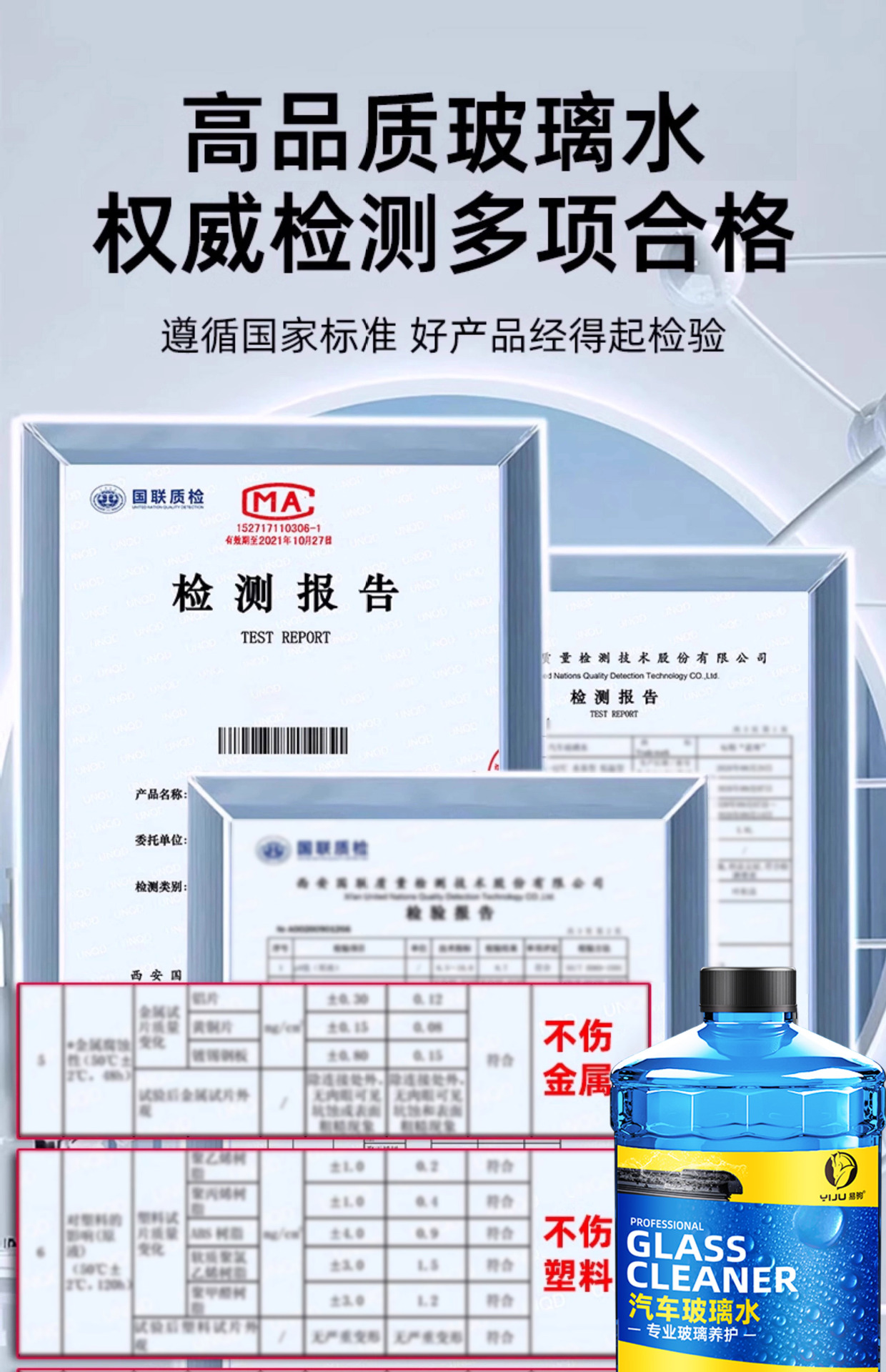 Yiju Car Windshield Washer Fluid - Powerful Stain and Oil Film Remover, Specialized for Insect Residue, Ethanol-based Wiper Fluid, Suitable for All Seasons