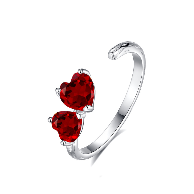 Venta caliente transfronteriza s925 plata de ley amor piedra natural anillo abierto mujer Europa y América temperamento de lujo ligero anillo ajustable mujer
