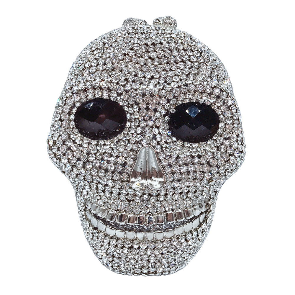 Bolsa de piedra calavera con diamantes bolsas de cena calavera de Halloween bolsas de diamantes de metal