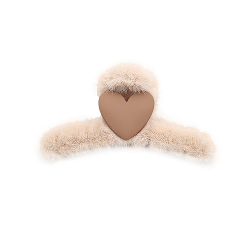 Fuzzy Clip for Autumn and Winter, Large Hair Clip with Fuzzy Hair, Rear Hair Clip, Fuzzy Hairpin, Brown, Korean Shark Hair Clip, Head Accessory, Wholesale