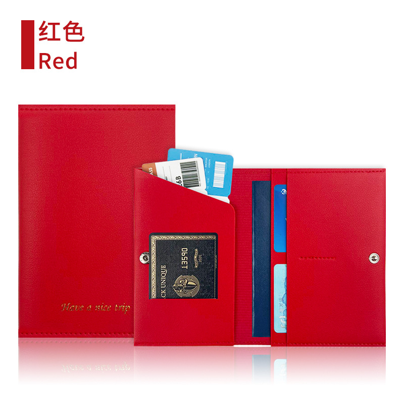 Cubierta protectora de pasaporte de cuero engrosado de cuero transfronterizo multi-funcional pu pasaporte cubierta con hebilla dorada multicolor pasaporte bolsa