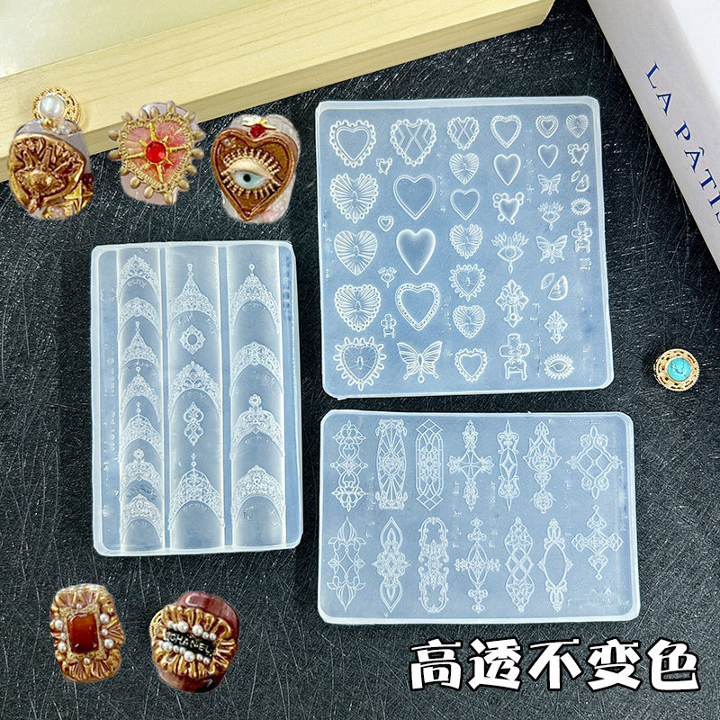 French-Style Baroque Window Grilles Embossed Vintage Lily Ice Flower Butterfly Orchid Nail Art High-Transparency Decoration Mold