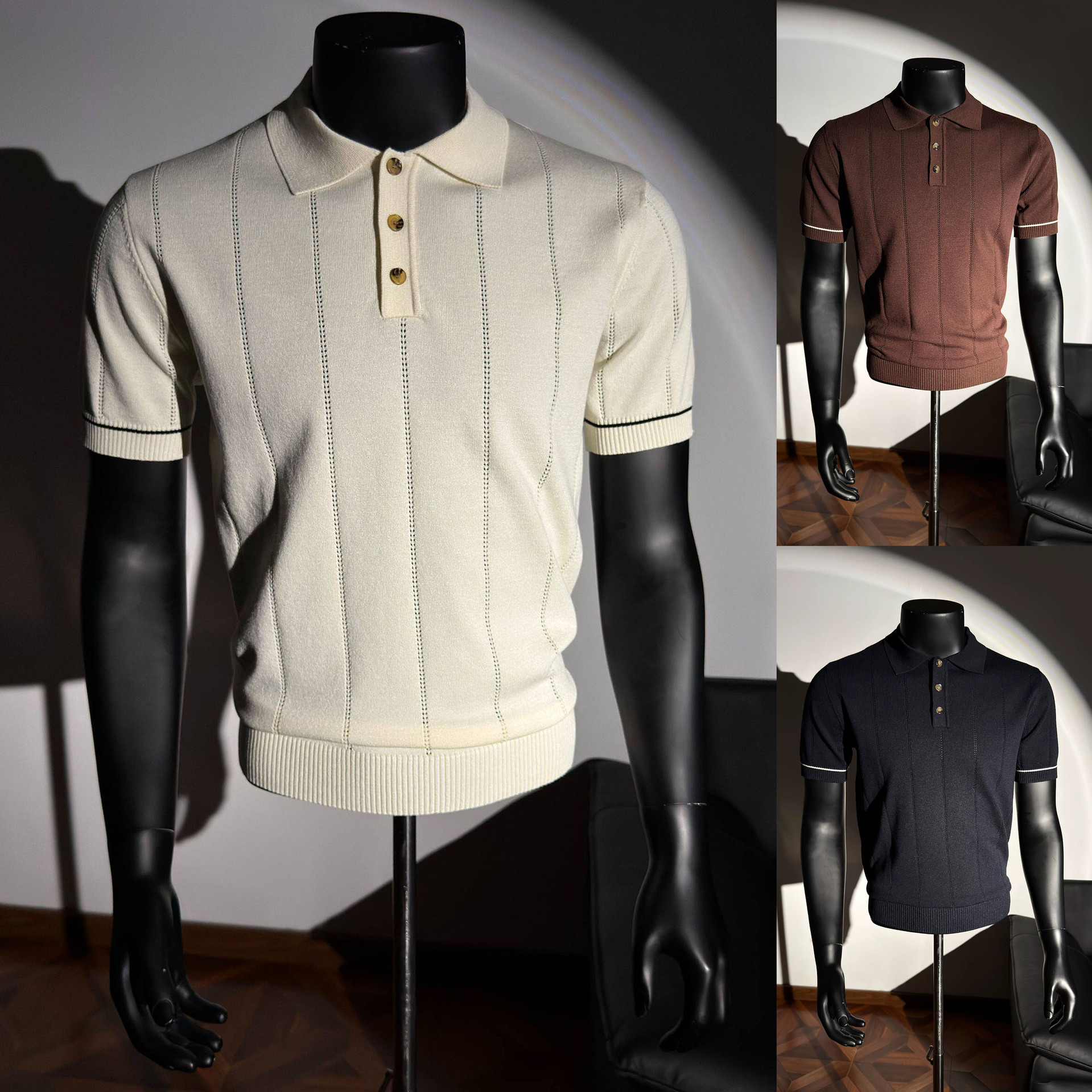 Camisas de polo de manga corta, camisetas de punto, camisetas comerciales anti rayas, hielo, fábrica de verano transfronteriza al por mayor