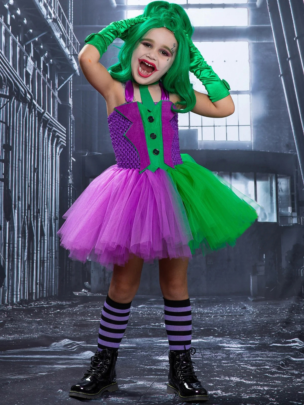 Abbigliamento per bambini Costumi per bambini di Halloween Il cavaliere oscuro Heath Ledger Batman Il Joker Gonna in tulle a rete per bambine_voghion.com