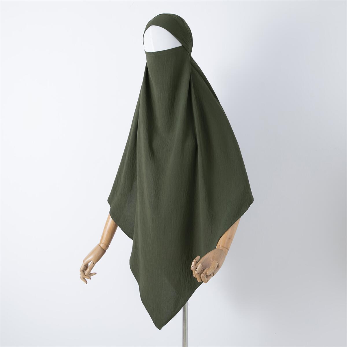 Damenbekleidung einfarbige Spitze Muslim Doppelschicht Kopftuch_voghion.com