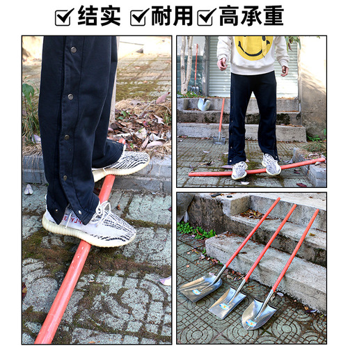 Large Iron Shovel Manganese Steel Garden Spade Outdoor Soil Digging and Loosening Tool Gardening and Landscaping Tool Vegetable Planting Tree Digging Farming Iron Shovel