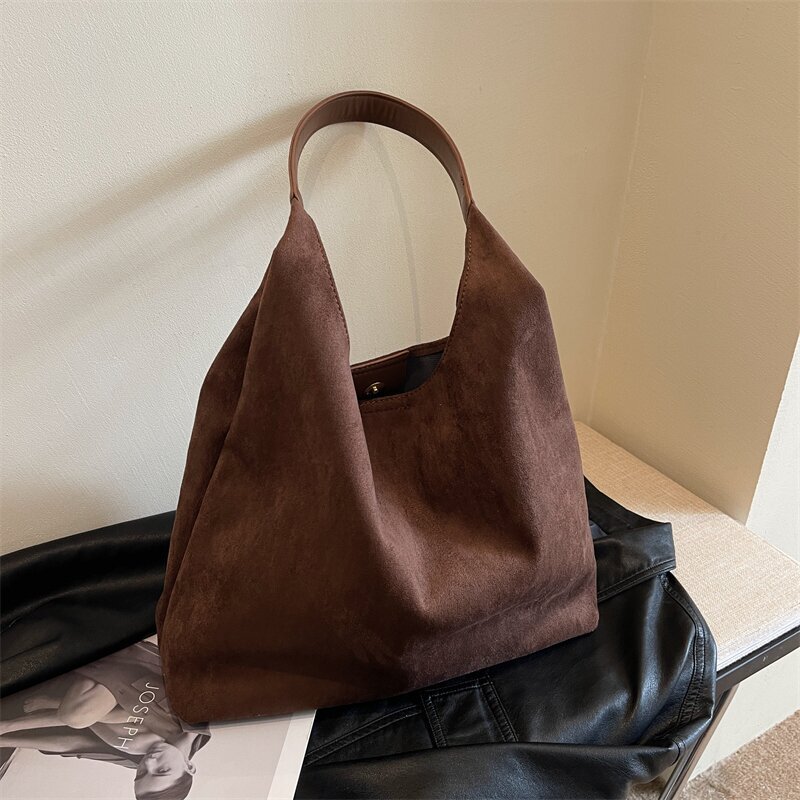 Retro Suede Versatile Tote Bag, Matte High-End Autumn and Winter Mother-In-Law Bag, Large-Capacity Commuter Shoulder Bag for Women Retro Suede Versatile Tote Bag, Matte High-End Autumn and Winter Mother-In-Law Bag, Large-Capacity Commuter Shoulder Bag for Women