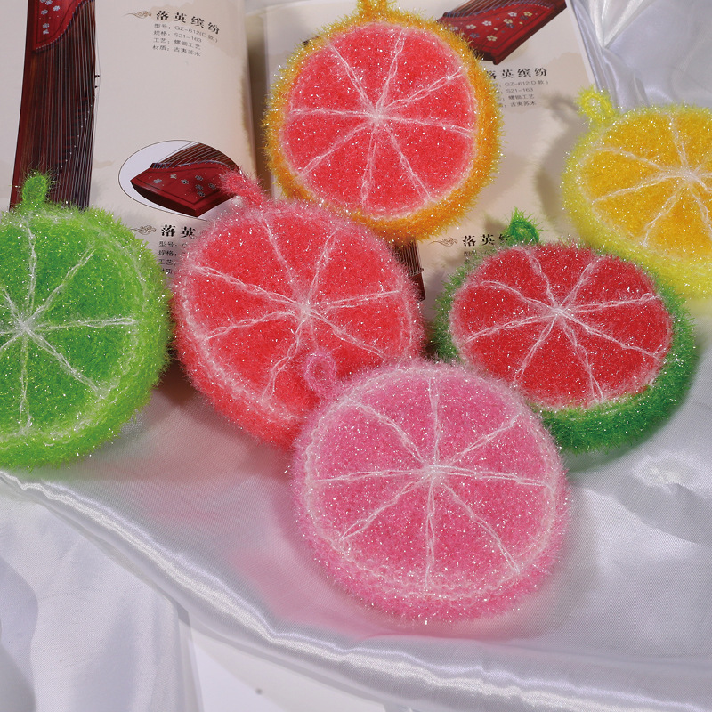 Lemon Dishwashing Brush, Dishwashing Towel, Korean Dishwashing Towel Ball, Korean Handmade Product, Polyester Dishwashing Brush