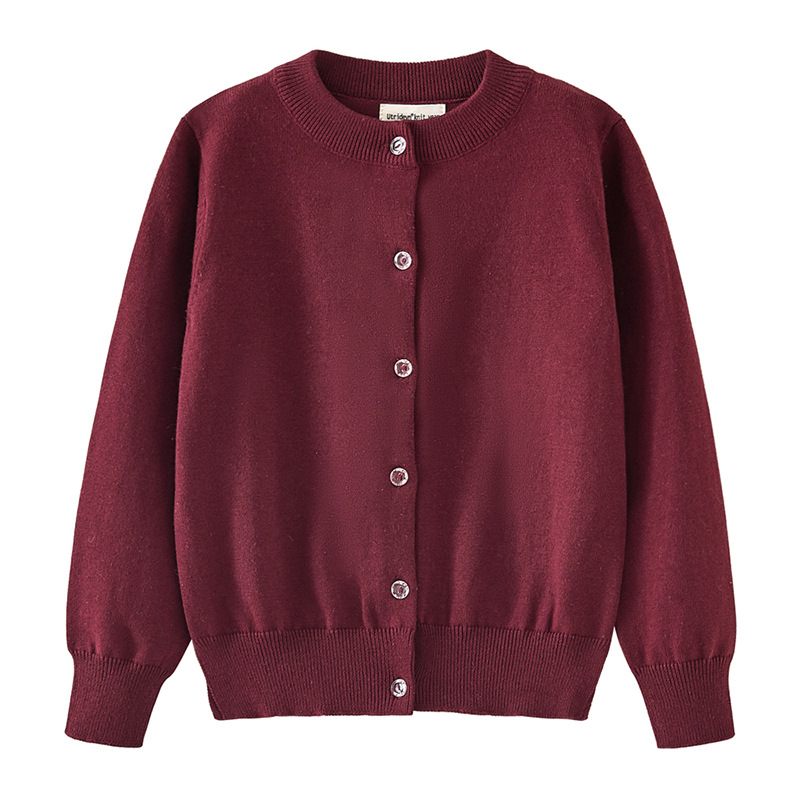 Girls Knit Cardigan Sweater Soft Cotton Open Front Long Sleeve_voghion.com