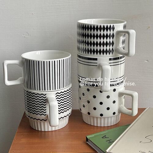 ins style mug breakfast coffee ceramic simple Hepburn style office niche cup milk cup coffee cup