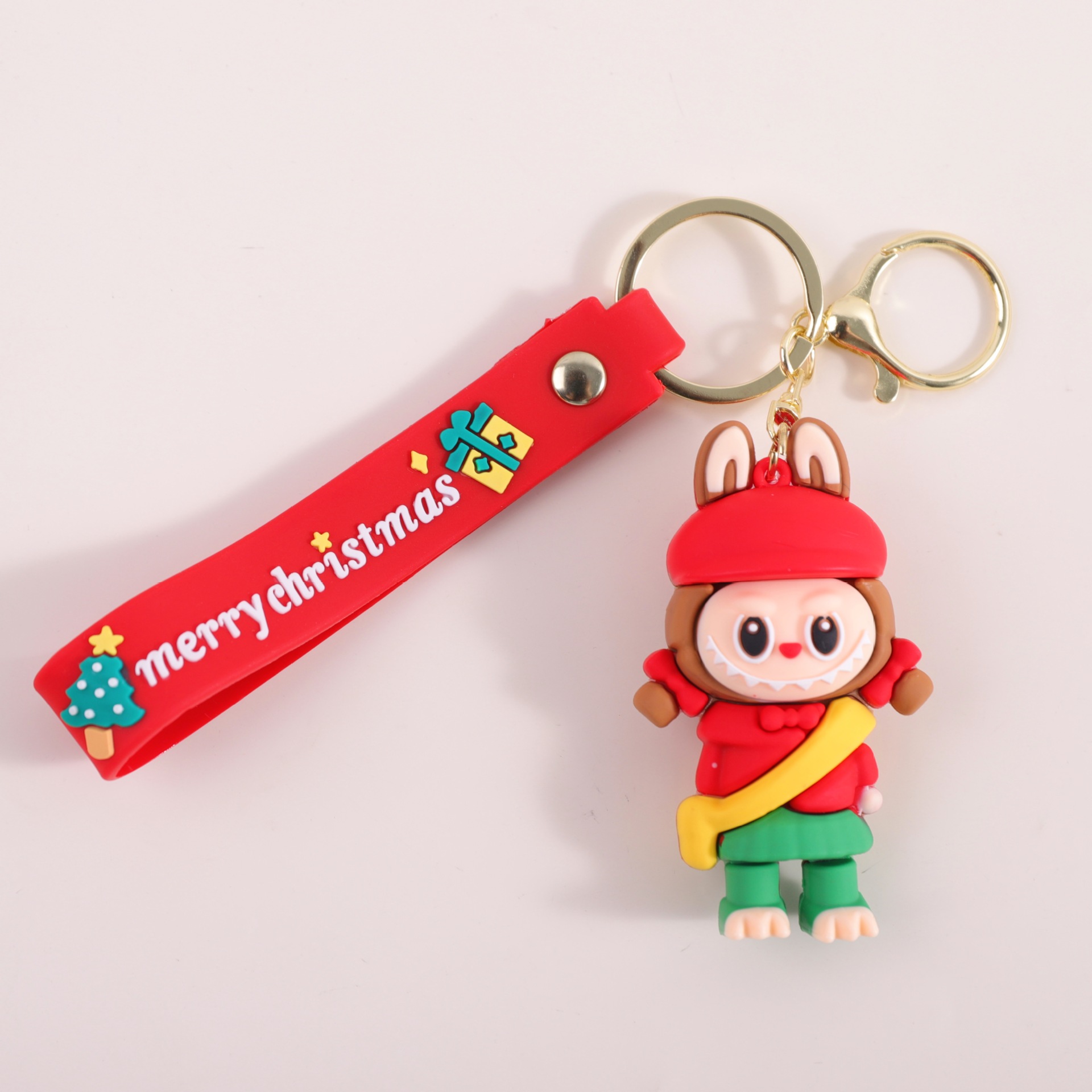 Navidad labubu colgante llavero muñeca dibujos animados pegamento suave labubu bolso pequeño colgante al por mayor
