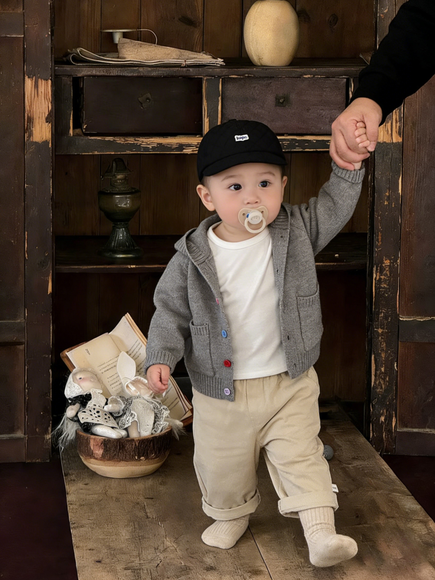Primavera coreana suéter infantil primavera guapo bebé ropa de moda con capuz de punto cardigan suéter