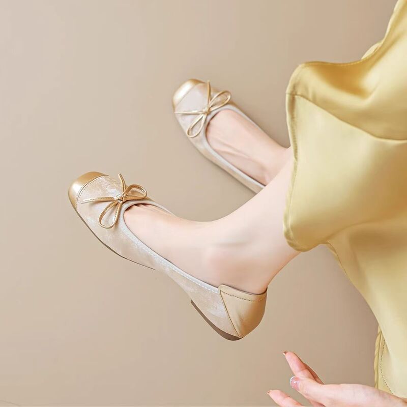 In-Stock 2025 French-Style Flat Chinese-Style Summer Ballet New Shallow Bow Soft Sole Women's Mule Shoes