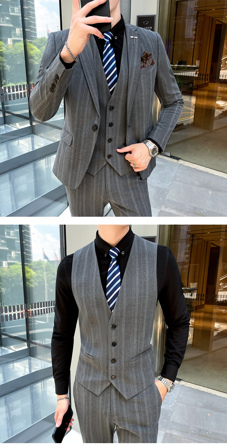 E2173 1920K ÁO VEST NAM SHATYC VEST DÁNG ÔM BODY GỢI CẢM SEXY CẢ BỘ 3 MÓN MÙA XUÂN THU ĐÔNG PHONG CÁCH HÀN QUỐC THỜI TRANG NAM G05 SẢN PHẨM MỚI