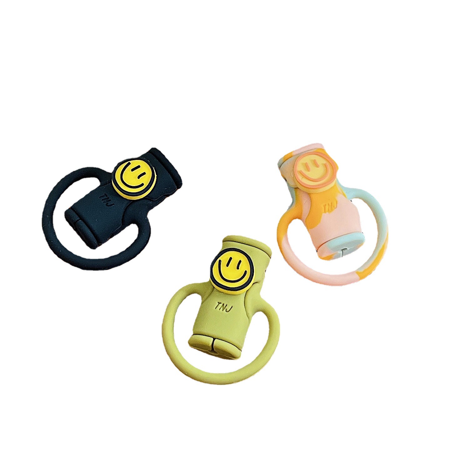 Sonrisa nueva cubierta protectora del cable de datos silicona dibujos animados sonrisa protección cable roto teléfono móvil carga cabeza cubierta protectora