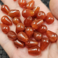 氷種紅瑪瑙水滴玉散珠紅玉髄通孔水滴ブレスレットネックレスイヤリングアクセサリービーズ