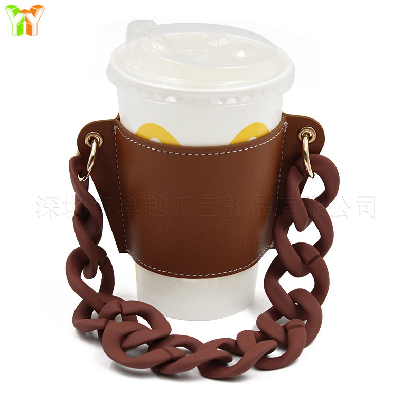 Korean Style Milk Tea Cup Holder Detachable Chain Coffee Cup Insulated Cup Holder Portable Insulated Cup Leather Case