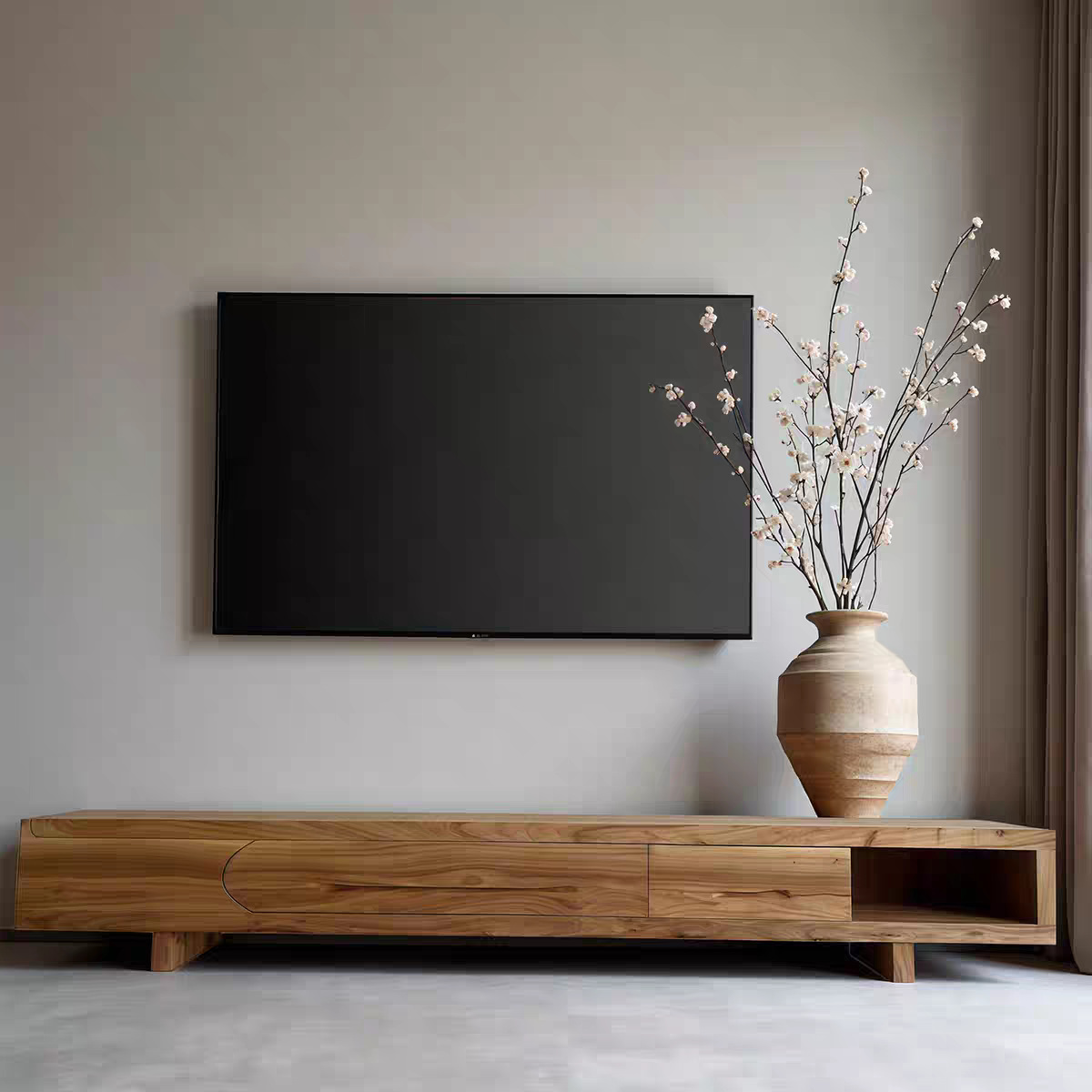 Old Elm Log Wabi-Sabi Style Simple Modern Tv Cabinet Living Room Solid Wood Storage Floor Cabinet Second-Hand Integrated Cabinet