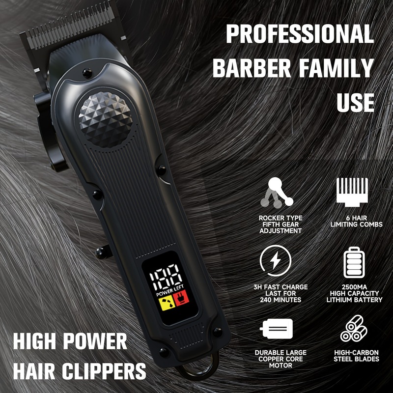 クロスボーダー新しいデジタルディスプレイプロフェッショナル電気バリカンヘッドシェービングアーティファクトヘアサロン特別なバリカン USB 充電バリカン|undefined
