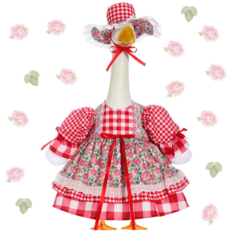 23inch プラスチック像芝生ポーチガチョウの服花ファンシースカートに適したセット|undefined
