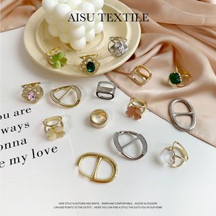 New French Style Silk Towel Buckle Point Drill Flower Elegant Rhinestone Decorative Emerald Oil Drop Buckle with Silk Scarf Gift suit