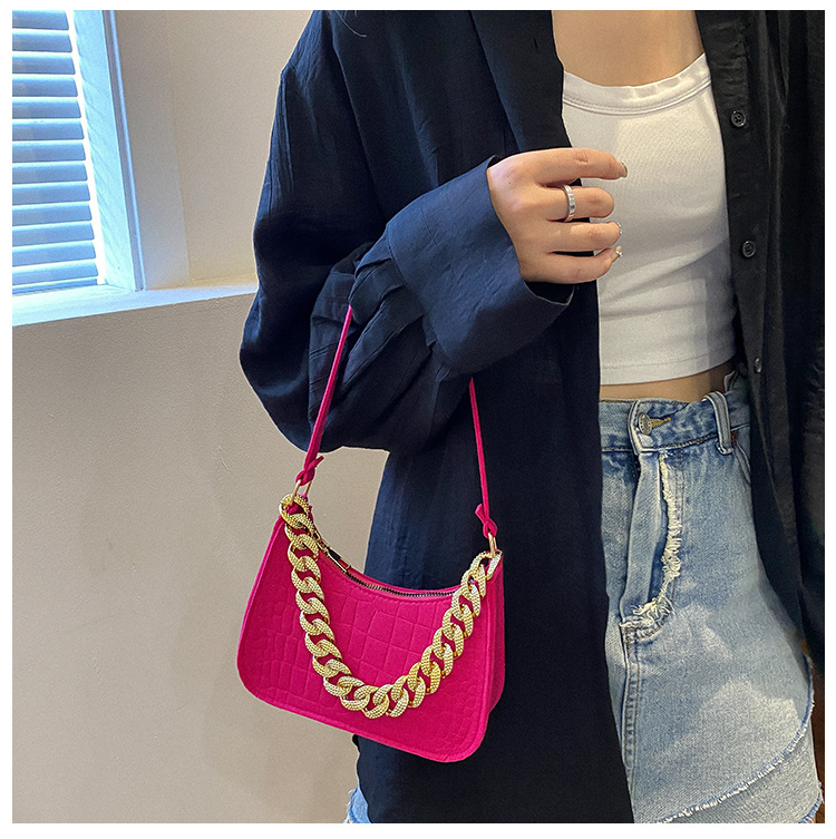 Nuevo color sólido serpentina bolsa de cadena bolso de las mujeres 2024 Moda bolso de hombro elegante moda axila bolsa