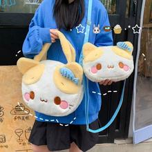 韩版ins棉花糖猫咪单肩斜挎包包女卡通可爱百搭毛绒玩偶公仔背包